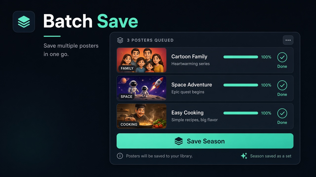 Multiple posters in a batch save queue with progress
