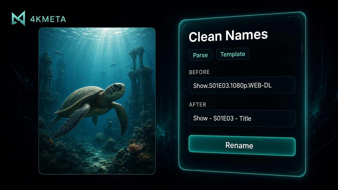Underwater poster with before and after filename cleanup